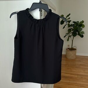 J. Crew Black Tank Top with Lining and Ruffled Collar
